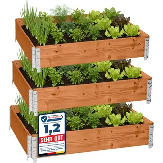 Garronda 3 Stück Holzaufsatzrahmen für Palette Aufbewahrungskiste aus Holz Hochbeete Holzkiste Braun - Braun