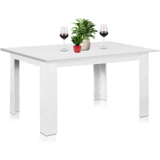 Shally Dogan Ausziehbarer Esstisch weiß von 90 x 60 cm bis 120 x 60 cm, modernes Design, ausziehbar, platzsparend, ideal für Esszimmer, Wohnzimmer, Küche, Möbel (Eschenholz)