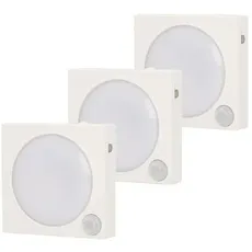 UNITEC LED Nachtlicht mit Bewegungsmelder und Dämmerungssensor, weiß, eckig, 3 Stück