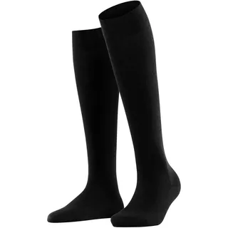 Falke Damen Kniestrümpfe Softmerino W Kh Wolle Baumwolle lang einfarbig 1 Paar, Schwarz 39-40