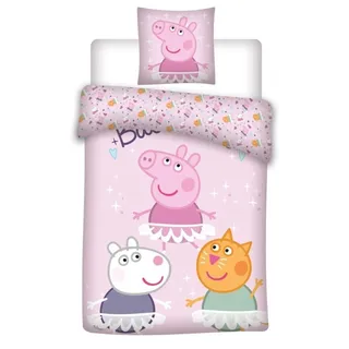 Peppa Pig Bettwäsche Set Bettbezug 140x200cm und Kissenbezug 65x65cm für Kinderzimmer