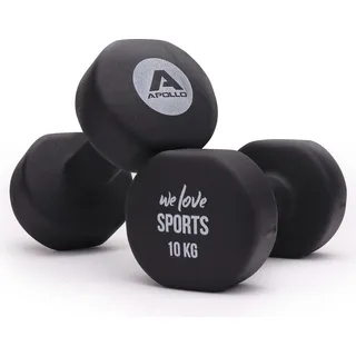 Apollo Hantel Set Kurzhantel | 2 Hanteln | 2x10kg Hantelset | Gewichte für Krafttraining | Kurzhanteln 2er Set | Fitness Hanteln für Frauen & Männer | Dumbbells | Hanteln 10kg | Hantel Gewichte - schwarz - Schwarz