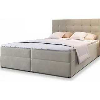 masseno Boxspringbett Glos 180x200 cm mit Matratze und Topper, Polsterbett mit Bettkästen Beige COSMIC 10 - Beige