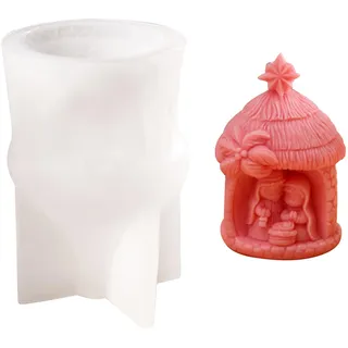 WANDIC Silikonform für Jesus-Krippen, Exquisite Heilige Familie, Krippe, Kunstharz, Jungfrau Maria, Epoxidform, Weihnachtsform für Heimdekoration