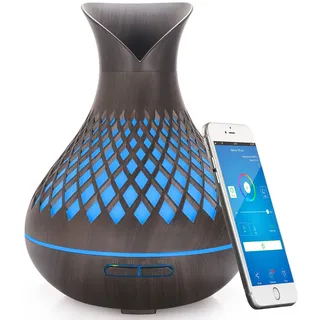 Smart Alexa Aroma Diffuser für Ätherische Öle, 500ml WiFi Duftöl Diffuser Luftbefeuchter Kompatibel App und Alexa/Google Home Kontrolle, 7 Farb-LED, Zeitpläne Erstellen und Timer, Auto-Off