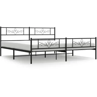 vidaXL Metallbett ohne Matratze mit Fußteil Schwarz 180x200 cm - Schwarz