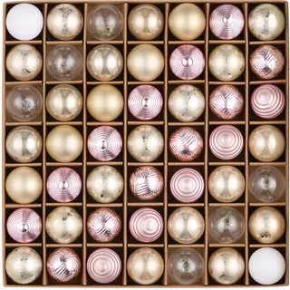 Valery Madelyn Weihnachtskugeln, 49 Stück 3cm Bruchsichere Christbaumkugeln Weihnachtskugel, Christbaumschmuck mit Aufhänger(Rosa Gold)