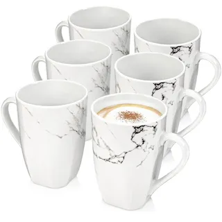 Sänger Kaffeebecher Bilgola Marmor Design - 6 teilig aus Porzellan , Keramik , 6-teilig , kratzfest , Geschirr, Tassen, Kaffeebecher