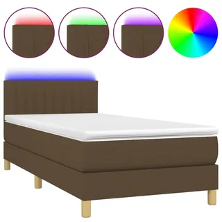vidaXL Boxspringbett mit Matratze & LED Dunkelbraun 100x200 cm Stoff - Braun