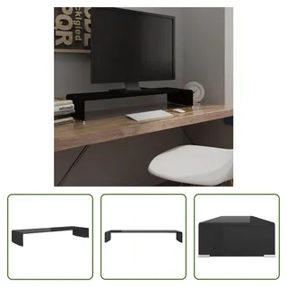 The Living Store TV-Tisch/Bildschirmerhöhung Glas Schwarz 90x30x13 cm - Schwarz
