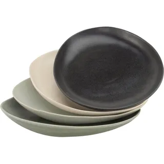 CreaTable Speiseteller »Essteller Pietra« Teller Set für 4 Personen, Steinzeug,, flache Teller, Made in Europe, schwarz