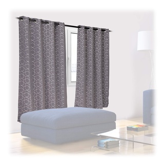 Relaxdays Vorhänge 2er Set, HxB 175x135cm, Blickdicht, lichtundurchlässig, Verdunkelungsvorhänge mit Muster, grau-Silber