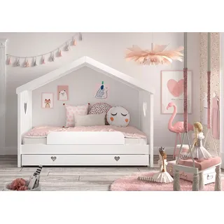 Vipack Hausbett Amori 90 x 200 cm Kiefer massiv weiß lackiert