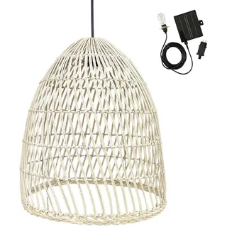 Lumisky Solar-Hängeleuchte PAULO SOLAR aus Natur-Rattan mit Hybridkabel, Netz- und Solarkabel, 5 m Länge