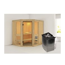 KARIBU Sauna »Pölva 1«, inkl. 9 kW Saunaofen mit integrierter Steuerung, für 3 Personen - beige