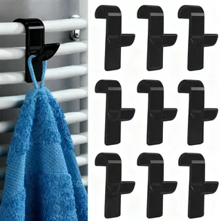 anyuan boy 10 Stück Haken für Rundheizkörper, Haken Heizkörper Bad, Schwarz Handtuchhaken Heizung Badheizkörper für alle Standard Heizkörper