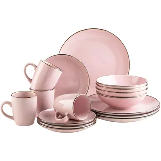 Mäser Metallic Rim Kombiservice 16-tlg. rosa