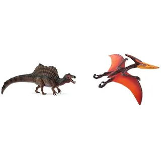 SCHLEICH 15009 Spinosaurus,Multicoloured,40 x 9.50 x 11.10 cm & Dinosaurs 15008 Realistische Pteranodon Dino Figur mit Beweglichem Flügeln