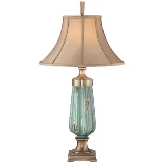 Tischlampe Keramik Vintage Grün Beige H:86cm Bodenlampe Wohnzimmer