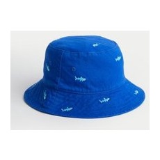 Boys M&S Collection Pure Cotton Shark Embroidered Bucket Hat (1-13 Yrs) - Cobalt, Cobalt - 10-13