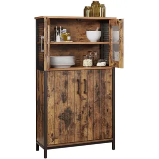 VASAGLE Badezimmerschrank 60 x 108 x 30 cm Braun/Schwarz