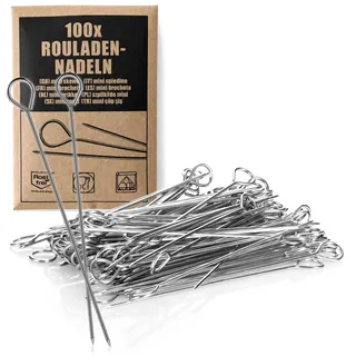 com-four® 100x Rouladennadeln aus Edelstahl - 11 cm lange Fleischspieße rostfrei - Premium Spieße im Set, Rouladenklammern-Ersatz, Rouladenspieße für Rouladen (100 Stück - Nadel)