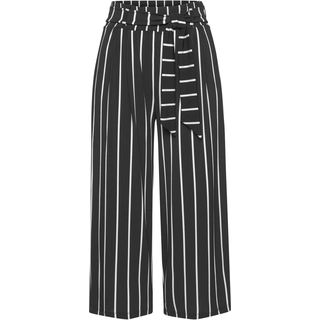 Culotte LASCANA "mit luftig-weitem Bein", Damen, Gr. 34, N-Gr, schwarz-weiß (schwarz, weiß, gestreift), Stoff, Obermaterial: 95% Polyester, 5% Elasthan, weit 7/8-Länge, Hosen Culotte, in 7/8-Länge, leichte Jerseyhose, casual-sommerlich, Sommerhose, Topseller