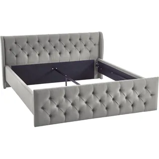 Atlantic Home Collection Bettgestell "TAMINA mit Chesterfieldoptik Kopf- und Fußteil", grau (hellgrau), B:182cm L:217cm, ATLANTIC HOME COLLECTION, Betten, Bettgestell, mit Chesterfield Kopf- und Fußteil