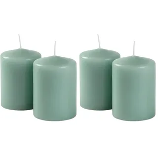 Risthò Stumpenkerzen, grau-grün, Durchmesser 7 cm, Höhe 10 cm, 4 Stück (Packung mit 2)