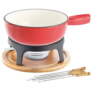 Rosenstein & Söhne Fondue: Käsefondue-Set aus emailliertem Gusseisen, Ø24 cm (Fondue Set, Rechaud Gusseisen, Guss)