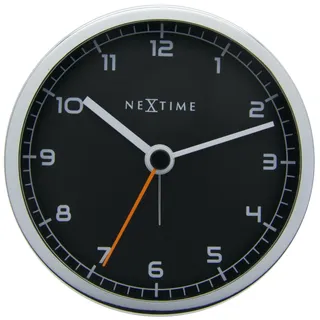 NeXtime Wecker "COMPANY ALARM", lautlos, schwarz/metallic, ø 9 cm
