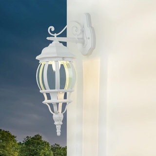 Licht-Erlebnisse Wandleuchte Aussen Vintage, Weiß, H:54 cm, IP44, E27, Rustikale Außenleuchte Wand, Aussenleuchten Hauswand, Aussenlampe Wand Terrasse, Außenlampe Wand