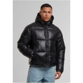 URBAN CLASSICS glänzende Steppjacke mit Kapuze, Winterjacken/Mäntel schwarz S