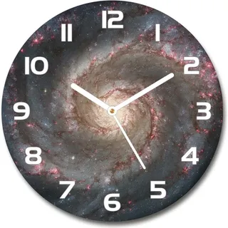 Wanduhr aus Glas 30fi Glasbild Glasuhr Gehärtetes Glas - weisse-zeiger - Nebula - Schwarz