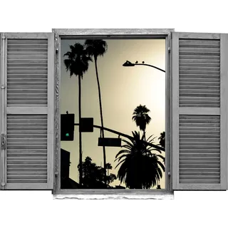 Queence Wandtattoo QUEENCE "Abendsonne", braun, B:80cm H:60cm T:0,1cm, Wandtattoos, Wandtattoo, Wandsticker, Wandbild, selbstklebend, 3D, Fenster