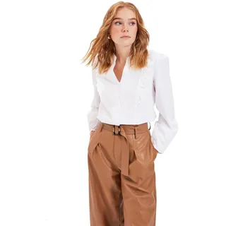 TRENDYOL Damen Ausführliches Hemd der Weißen Behandlung Shirt, Weiß, 40 EU