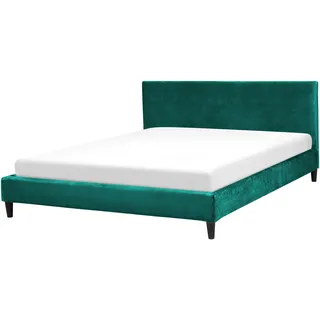 Beliani Polsterbett 160/200cm Dunkelgrün Fitou - Textil , 160x200 cm , Schlafzimmer, Betten, Polsterbetten