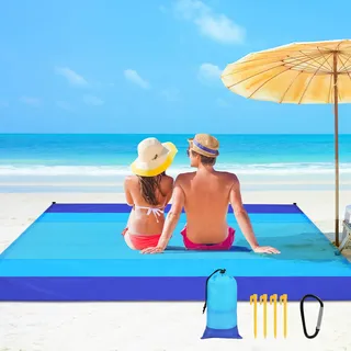Ainiv Picknickdecke Tragbar Stranddecke mit 4 Befestigung Ecken,Schnelltrocknend Wasserdicht Sanddicht Campingdecke Super Groß 275x300cm Ultraleicht Kompakt Strandmatte für Strandurlaub Reisen Camping