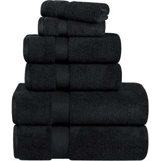 Superior - Kollektion, superweiches und saugfähiges Badehandtuchset, Baumwolle, schwarz, 2-er Set