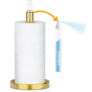 spaceaid 2-in-1 Papierhandtuchhalter mit Sprühflasche, Papierhandtuchhalter für die Arbeitsplatte, Ständer mit Sprüher in der Mitte, Unterschrank, Papierhandtuchrolle für Küche und Bad (Gold)