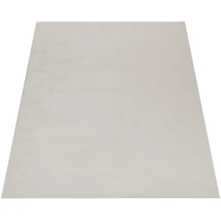 Paco Home Teppich Für Wohnzimmer Einfarbig Kurzflor Schlicht Und Modern, In Creme, 140x200 cm