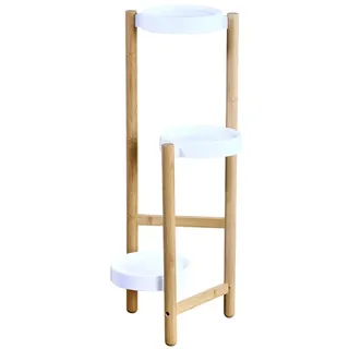 Kesper | Blumenständer, Material: FSC-zertifizierter Bambus, Maße: B: 28 x H: 70 x T: 34cm, Farbe: natur/weiß | 17275