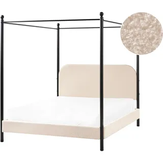 Beliani Himmelbett Beige Textil, 140x200 cm