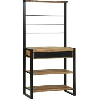 Küchenregal Braun und Schwarz 80 x 40 x 160 cm Massivholz Mango - Braun