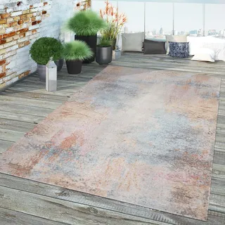TT Home In-& Outdoor Teppich Küche Wohnzimmer Wetterfest Balkon Vintage Design Abstrakt Größe 160 cm Rund