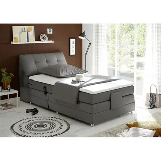 Boxspringbett Hotelbett Einzelbett Jugendbett 120x200 cm elektrisch verstellbar CONCORD3M-09 in Artemis 12 elephant - Grau