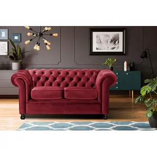 Home affaire Chesterfield-Sofa »Chesterfield Home 2-Sitzer«, mit edler Knopfheftung und typischen Armlehnen Home affaire dunkelrot