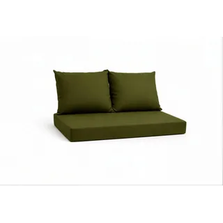 Setgarden Triple Outdoor Palettenkissen Set 120x40x10cm Sitzkissen + Rückenkissen 2x60x50cm 1tlg Grün