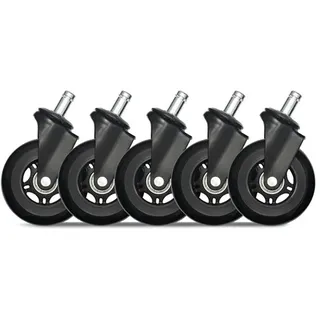 DUTZO Premium 3" Rubber Caster for IKEA Chairs - Black - Rubber
