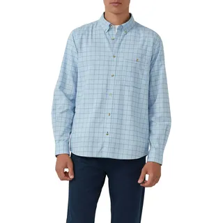 Langarmhemd S.OLIVER, Herren, Gr. 3XL, N-Gr, blau (lt blau), Web, Obermaterial: 100% Baumwolle, kariert, regular fit taillenbedeckt, Manschette, Hemden Langarmhemd, mit Logo Stickerei